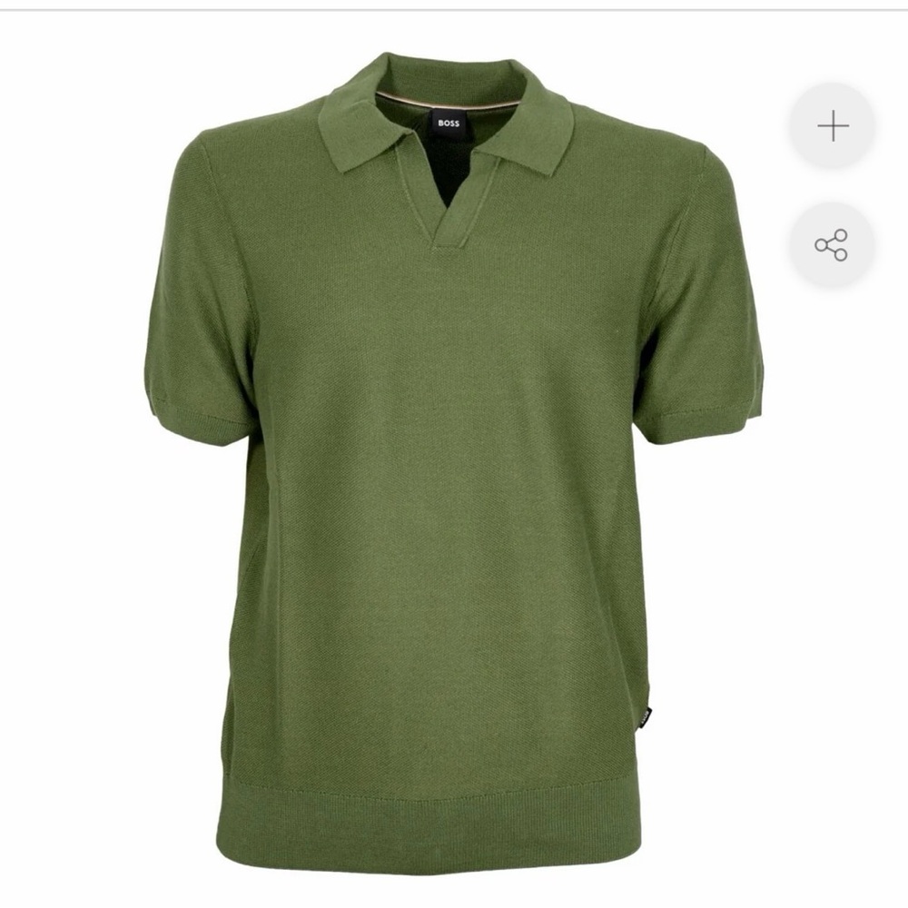 BOSS Olive Green Short-Sleeve Polo Knit